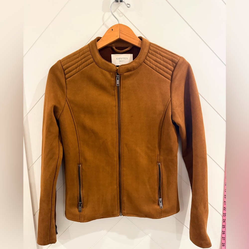 NWOT Costes Basic Suedine Biker Suede Jacket Size: Medium - Picture 4 of 13